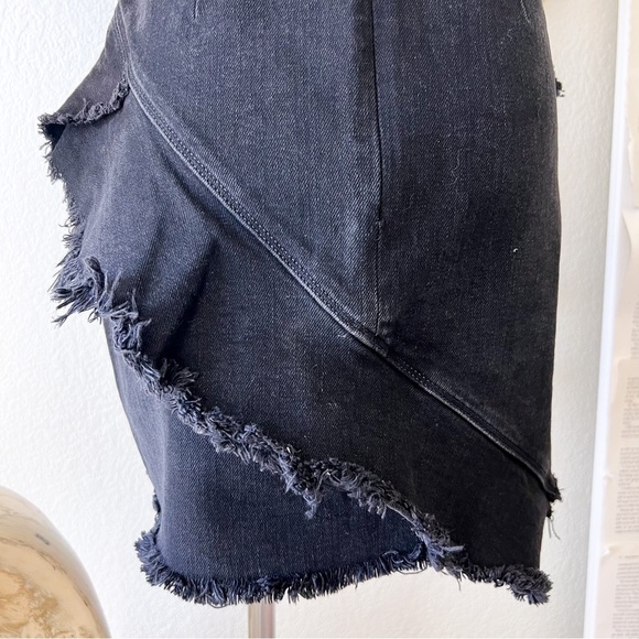 ZARA Trafaluc Black Frayed Zipper Denim Mini Skirt - Picture 14 of 16